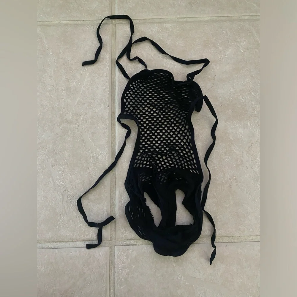 NWT Women's Fishnet Lingerie - Backless Lace-Up Cutout Bodysuit - Picture 8 of 9